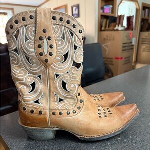 Ariat Paloma Oak Barrel Studded Brown Leather western Cowboy boot size 10B Women